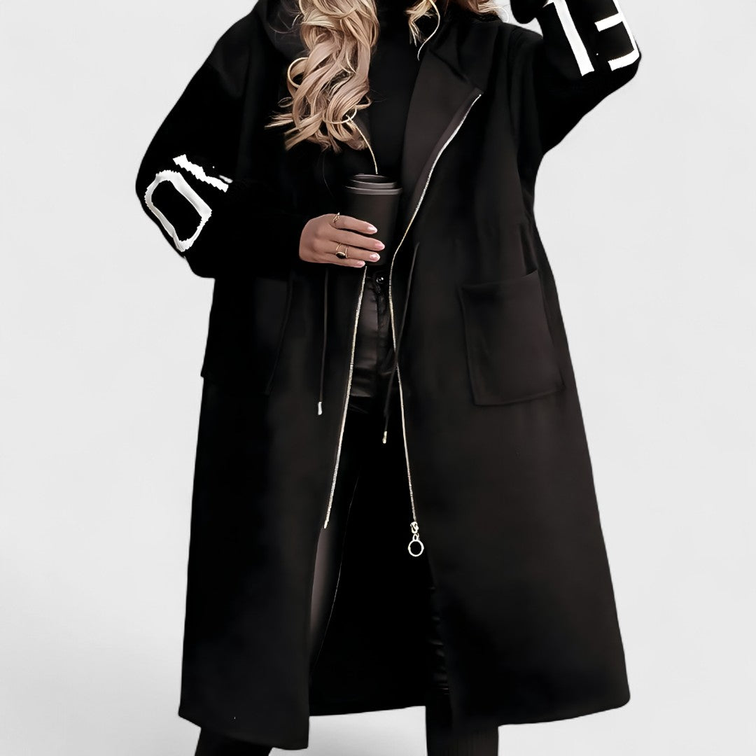 ПЕГИ - Дамско яке с плетени ръкави и качулка