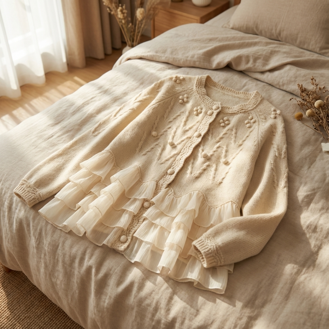 Огняна™ | Романтичен Кардиган с Волани