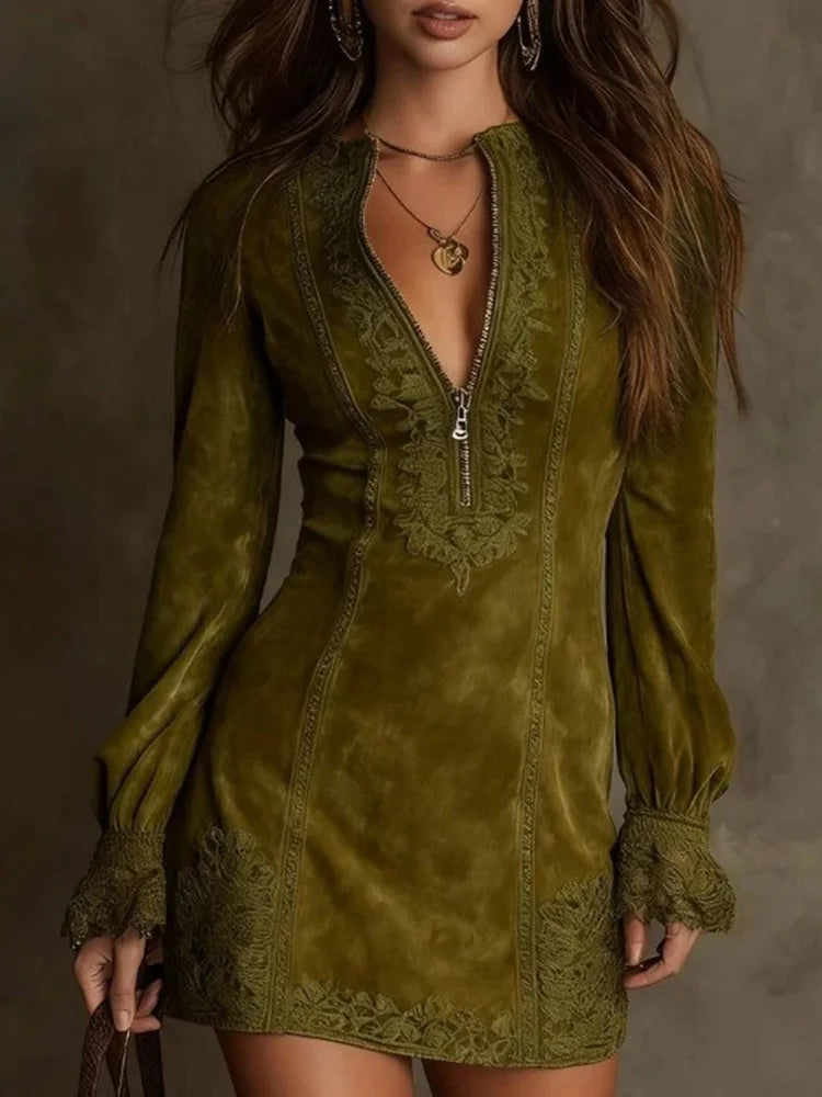 Mila™ Elegant Suede Рокля