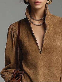 Мини рокля с висока яка